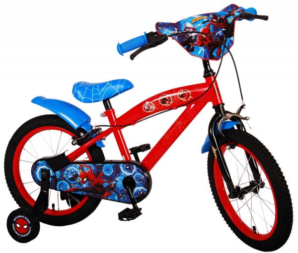 Spider-Man Kinderfiets - Jongens - 16 inch - Blauw/Rood - Twee handremmen
