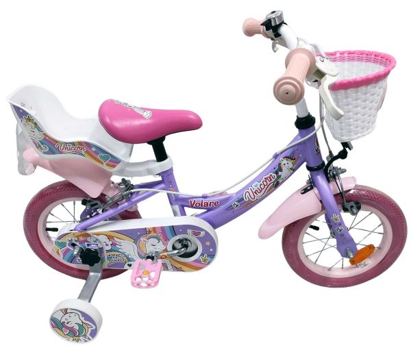 Volare Unicorn Kinderfiets - Meisjes - 12 inch - Paars - Twee handremmen