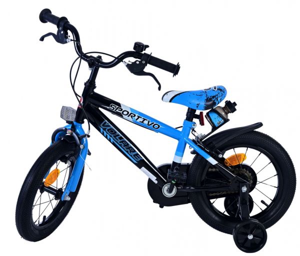Volare Sportivo Kinderfiets - Jongens - 14 inch - Blauw Zwart - Twee Handremmen