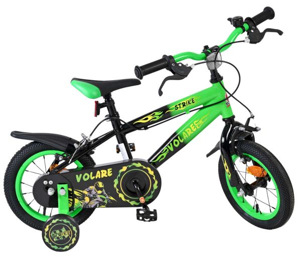 Volare Strike Kinderfiets - Jongens - 12 inch - Zwart Groen - Twee Handremmen