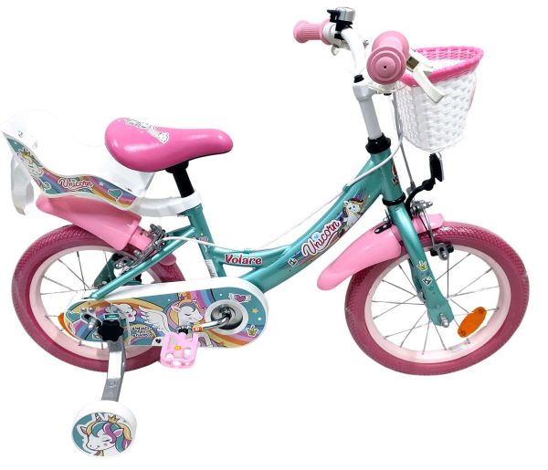 Volare Unicorn Kinderfiets - Meisjes - 14 inch - Groen - Twee Handremmen