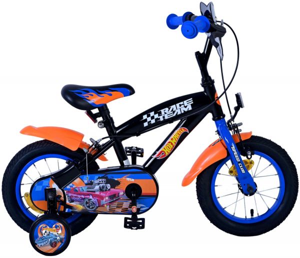 Hot Wheels Kinderfiets - Jongens - 12 inch - Zwart Oranje Blauw - Twee handremmen