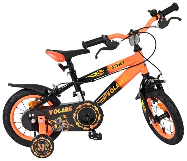 Volare Strike Kinderfiets - Jongens - 12 inch - Zwart Oranje - Twee Handremmen