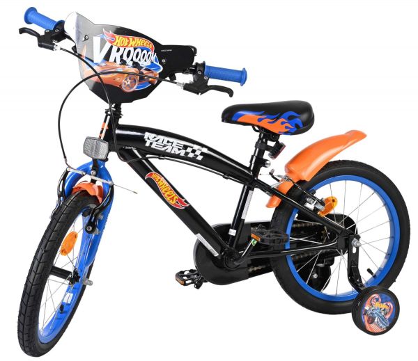 Hot Wheels Kinderfiets - Jongens - 16 inch - Zwart Oranje Blauw - Twee handremmen