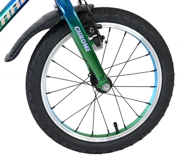 Volare Chrome Kinderfiets - Jongens - 16 inch - Blauw Groen - Twee Handremmen