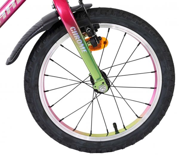 Volare Chrome Kinderfiets - Meisjes - 16 inch - Roze Groen - Twee Handremmen