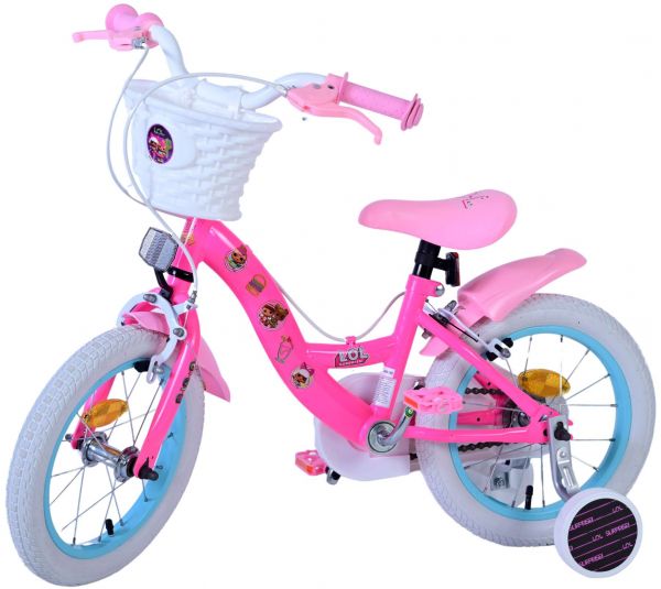 Dolls Kinderfiets - Meisjes - 14 inch - Roze - Twee handremmen