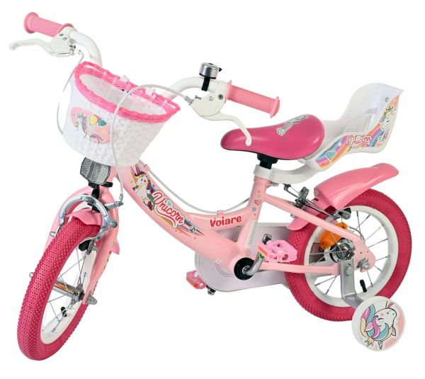 Volare Unicorn Kinderfiets - Meisjes - 12 inch - Roze - Twee handremmen