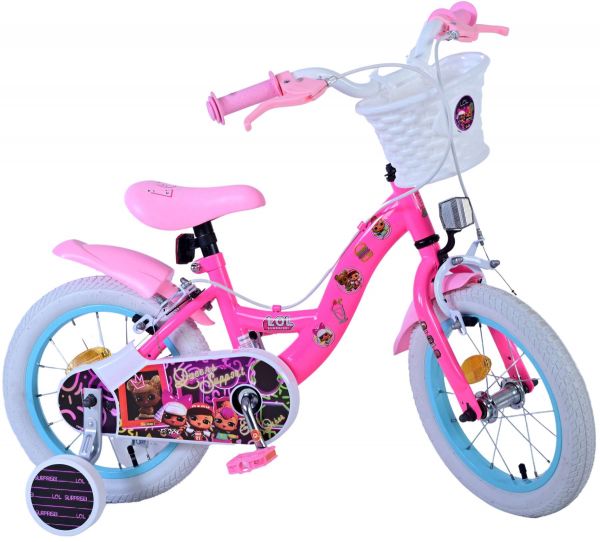 Dolls Kinderfiets - Meisjes - 14 inch - Roze - Twee handremmen