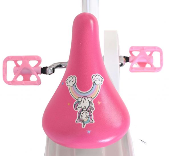 Volare Unicorn Kinderfiets - Meisjes - 14 inch - Wit - Twee Handremmen