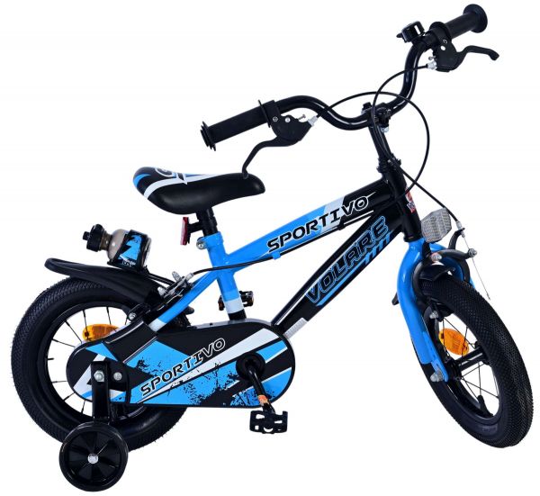 Volare Sportivo Kinderfiets - Jongens - 12 inch - Blauw Zwart - Twee Handremmen
