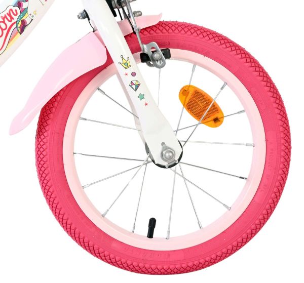 Volare Unicorn Kinderfiets - Meisjes - 14 inch - Wit - Twee Handremmen