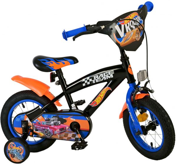Hot Wheels Kinderfiets - Jongens - 12 inch - Zwart Oranje Blauw - Twee handremmen