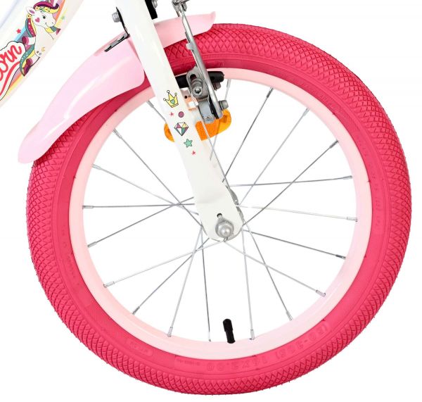 Volare Unicorn Kinderfiets - Meisjes - 16 inch - Wit - Twee Handremmen