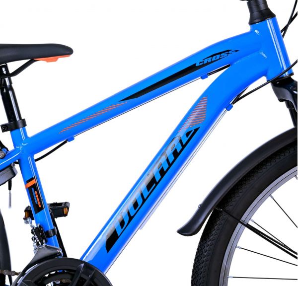 Volare Cross Kinderfiets - Jongens - 24 inch - Blauw - 21 versnellingen - Twee handremmen