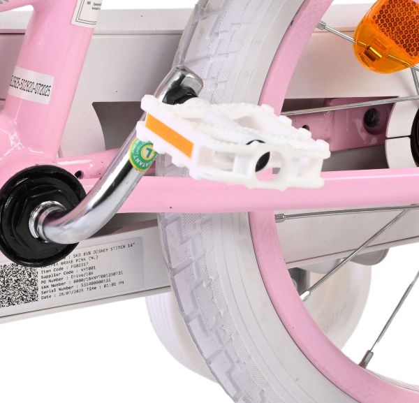 Disney Stitch Kinderfiets - Meisjes - 14 inch - Roze - Twee handremmen