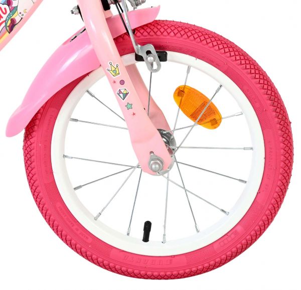 Volare Unicorn Kinderfiets - Meisjes - 14 inch - Roze - Twee Handremmen