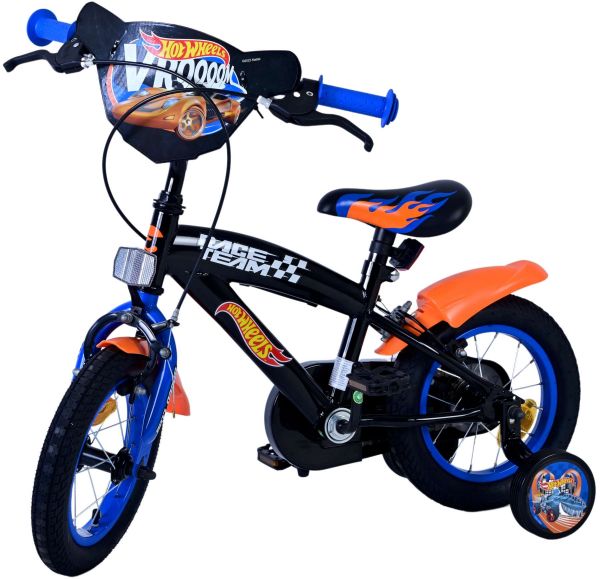 Hot Wheels Kinderfiets - Jongens - 12 inch - Zwart Oranje Blauw - Twee handremmen Hot Wheels Kinderfiets - Jongens - 12 inch - Zwart Oranje Blauw - Twee handremmen