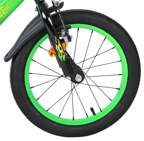Volare Strike Kinderfiets - Jongens - 16 inch - Zwart Groen - Twee Handremmen