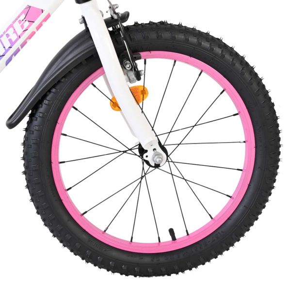 Volare Lily Kinderfiets - Meisjes - 18 inch - Wit Roze Paars - Twee handremmen