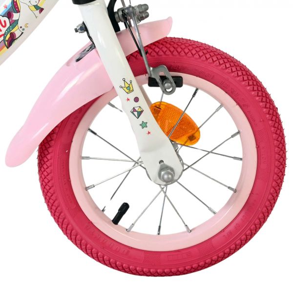 Volare Unicorn Kinderfiets - Meisjes - 12 inch - Wit - Twee handremmen