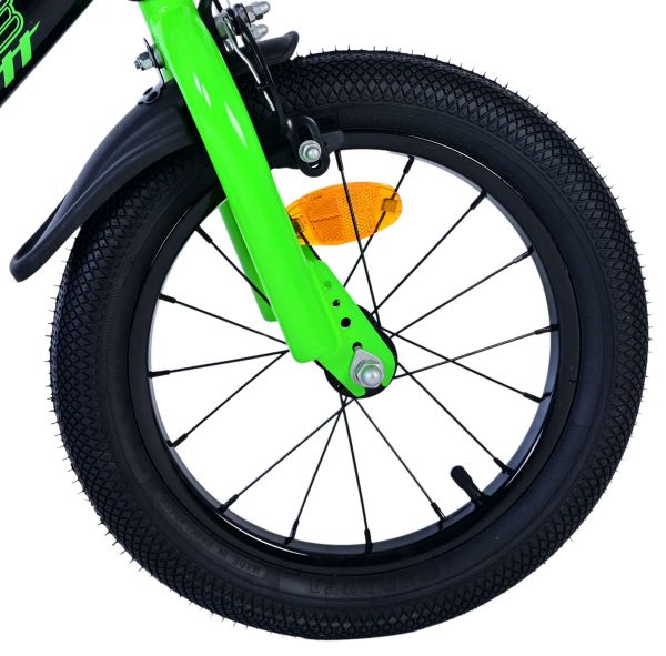 Volare Sportivo Kinderfiets - Jongens - 14 inch - Groen Zwart - Twee Handremmen