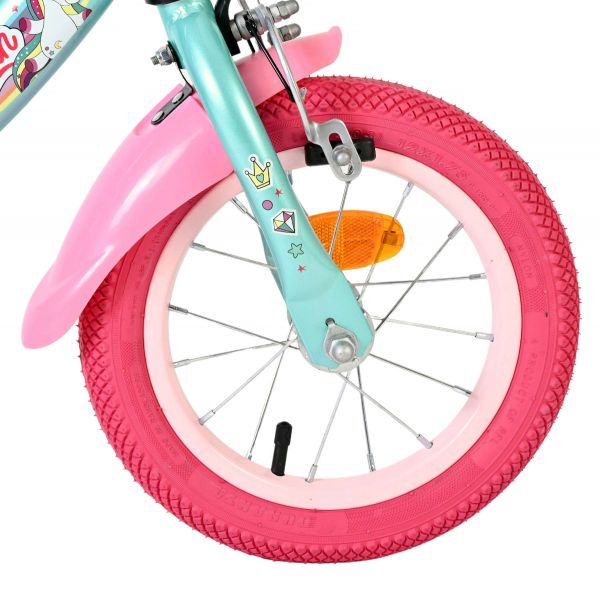 Volare Unicorn Kinderfiets - Meisjes - 12 inch - Groen - Twee handremmen