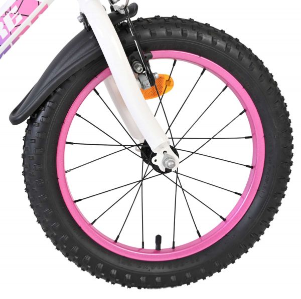 Volare Lily Kinderfiets - Meisjes - 16 inch - Wit Roze Paars - Twee Handremmen