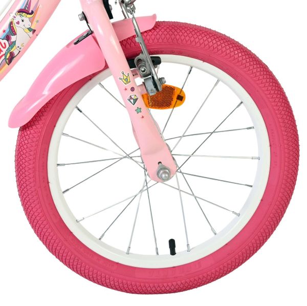 Volare Unicorn Kinderfiets - Meisjes - 16 inch - Roze - Twee Handremmen