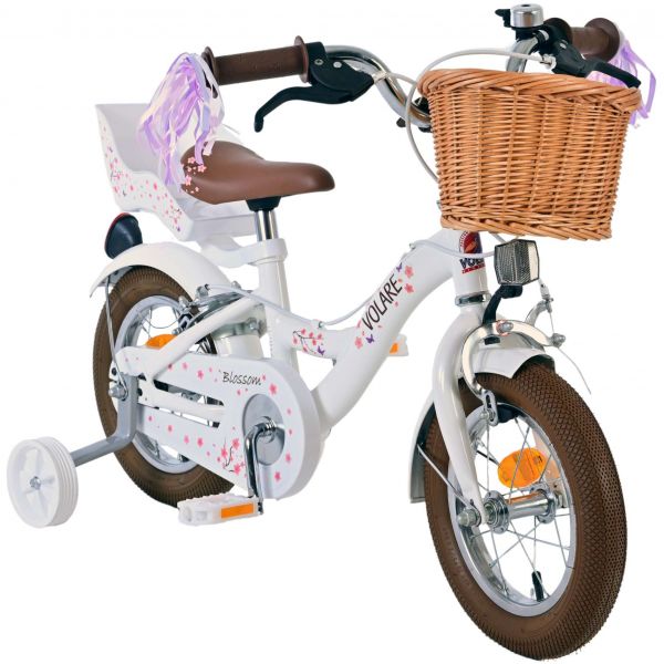 Volare Blossom Kinderfiets - Meisjes - 12 inch - Wit - Twee handremmen