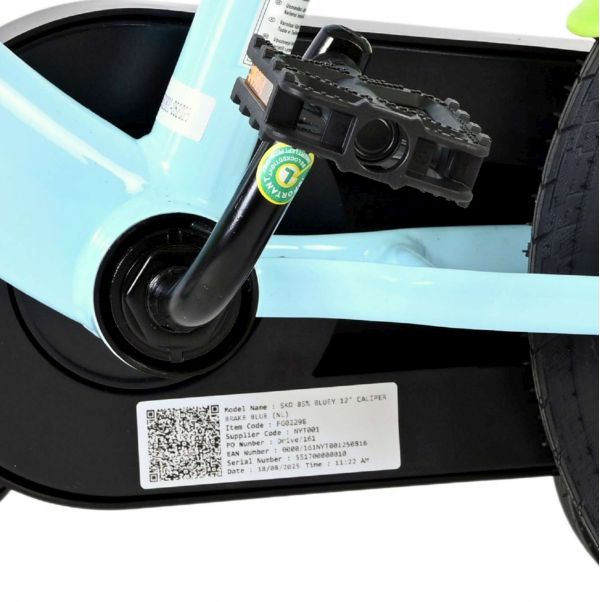 Bluey Kinderfiets - Uni - 12 inch - Lichtblauw - Twee handremmen