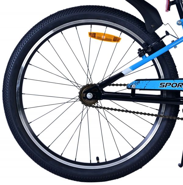 Volare Sportivo Kinderfiets - Jongens - 24 inch - Zwart Blauw - Twee Handremmen