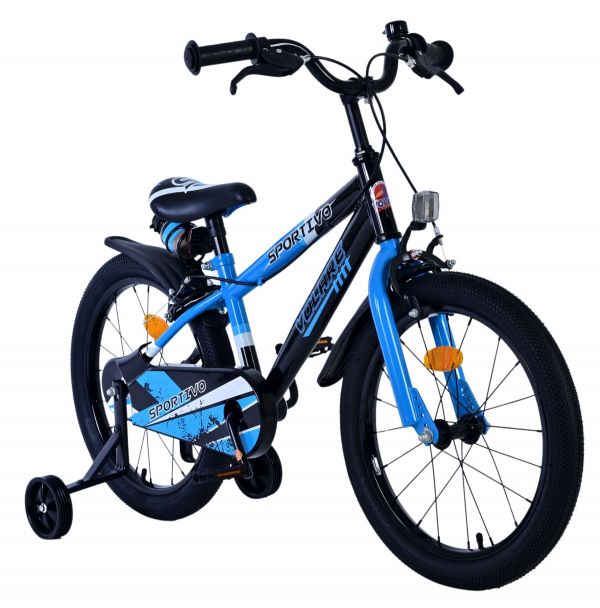 Volare Sportivo Kinderfiets - Jongens - 18 inch - Blauw Zwart - Twee Handremmen