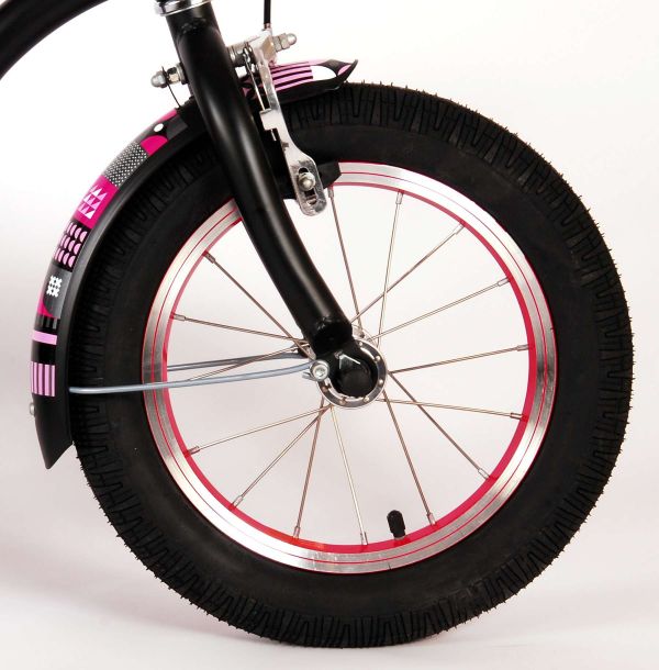 Volare Miracle Kinderfiets - Meisjes - 14 inch - Mat Zwart - Prime Collection