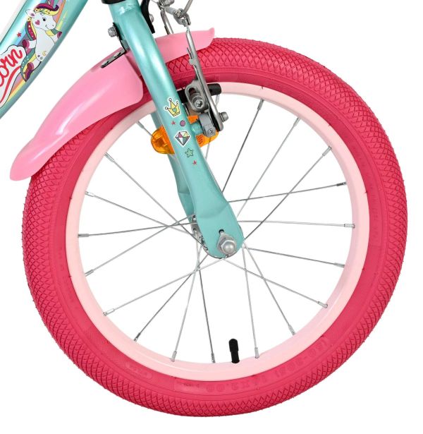 Volare Unicorn Kinderfiets - Meisjes - 16 inch - Groen - Twee Handremmen