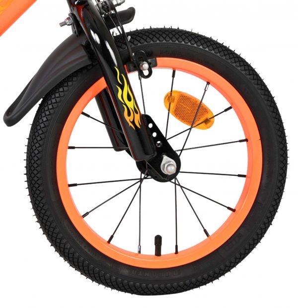 Volare Strike Kinderfiets - Jongens - 14 inch - Zwart Oranje - Twee handremmen