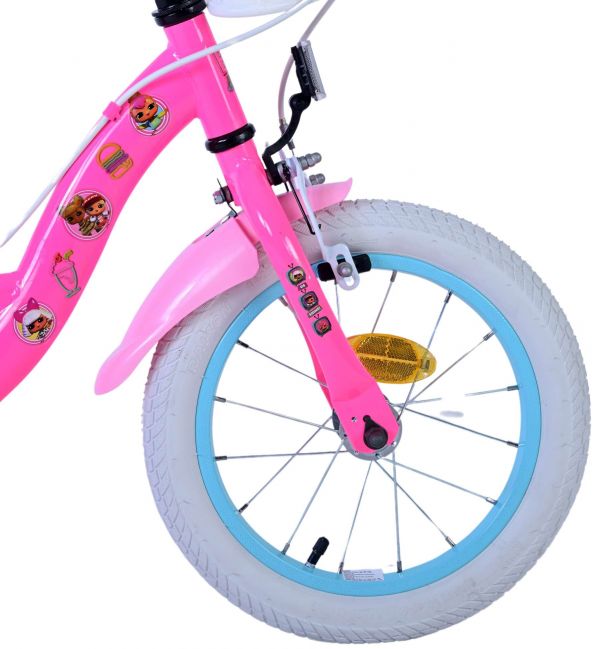 Dolls Kinderfiets - Meisjes - 14 inch - Roze - Twee handremmen