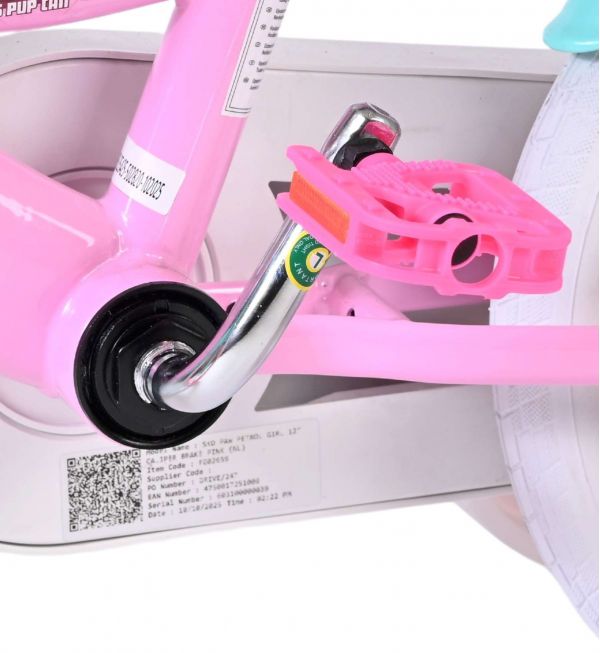 Paw Patrol Kinderfiets - Meisjes - 12 inch - Roze - Twee handremmen