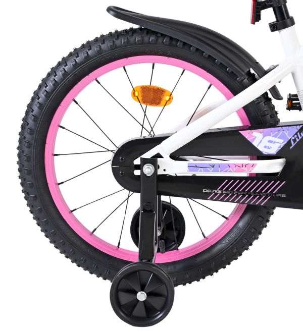 Volare Lily Kinderfiets - Meisjes - 18 inch - Wit Roze Paars - Twee handremmen