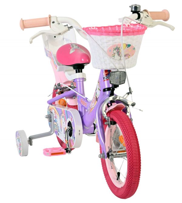 Volare Unicorn Kinderfiets - Meisjes - 12 inch - Paars - Twee handremmen