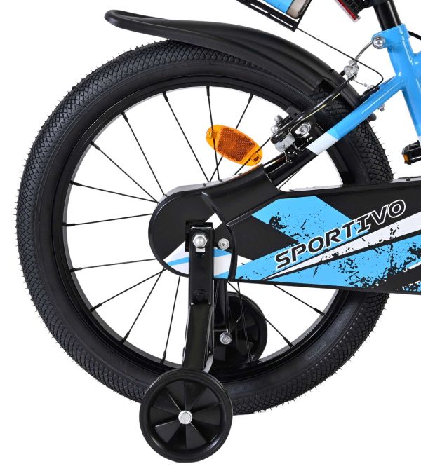 Volare Sportivo Kinderfiets - Jongens - 18 inch - Blauw Zwart - Twee Handremmen