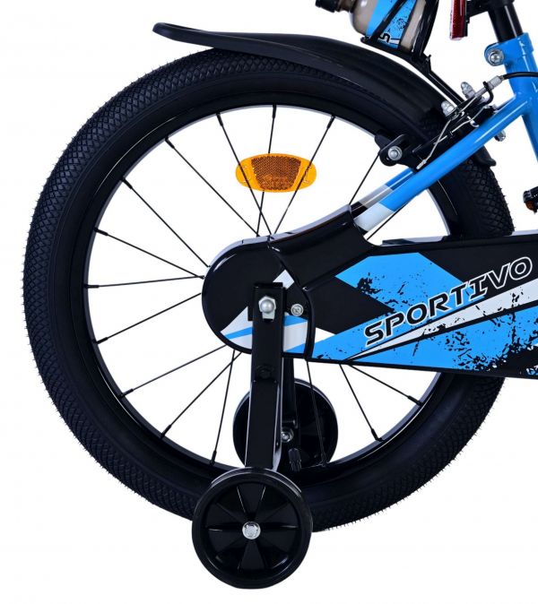 Volare Sportivo Kinderfiets - Jongens - 18 inch - Blauw Zwart - Twee Handremmen