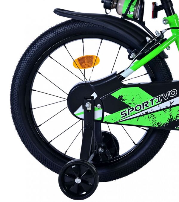 Volare Sportivo Kinderfiets - Jongens - 18 inch - Groen Zwart - Twee Handremmen