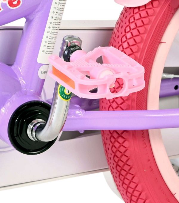 Volare Unicorn Kinderfiets - Meisjes - 14 inch - Paars - Twee Handremmen