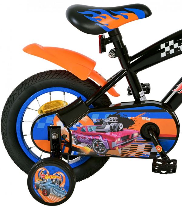 Hot Wheels Kinderfiets - Jongens - 12 inch - Zwart Oranje Blauw - Twee handremmen Hot Wheels Kinderfiets - Jongens - 12 inch - Zwart Oranje Blauw - Twee handremmen