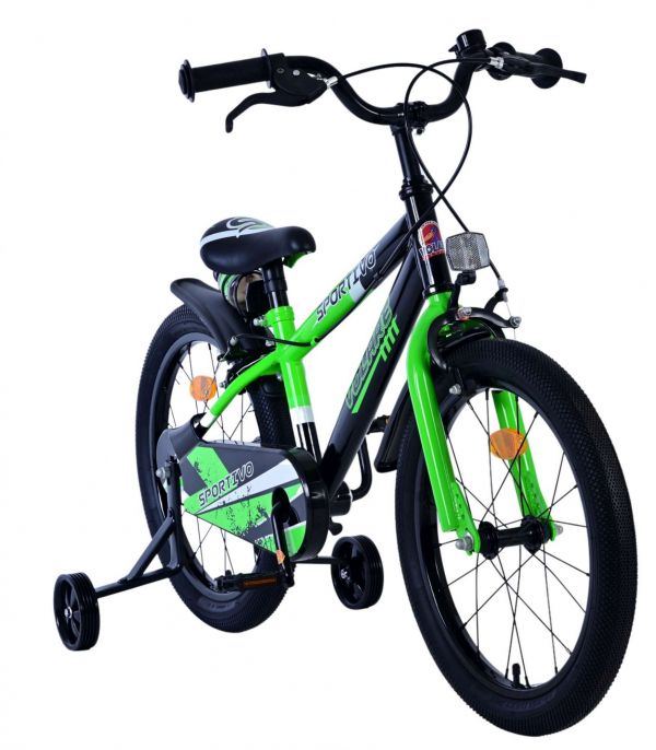 Volare Sportivo Kinderfiets - Jongens - 18 inch - Groen Zwart - Twee Handremmen