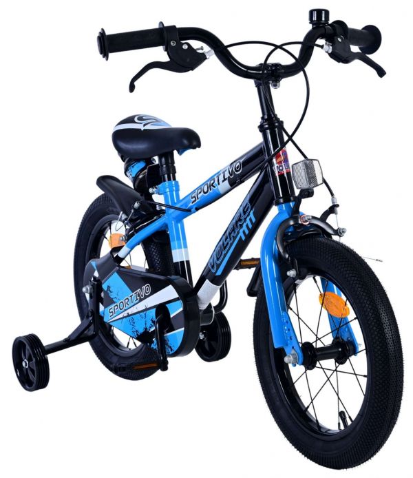 Volare Sportivo Kinderfiets - Jongens - 14 inch - Blauw Zwart - Twee Handremmen