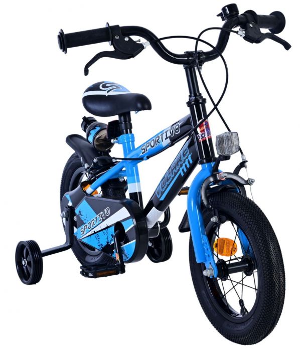 Volare Sportivo Kinderfiets - Jongens - 12 inch - Blauw Zwart - Twee Handremmen
