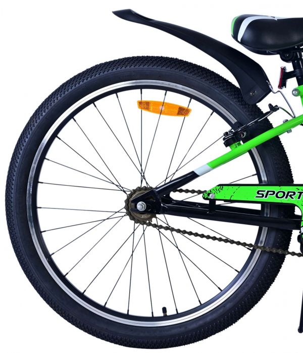 Volare Sportivo Kinderfiets - Jongens - 24 inch - Zwart Groen - Twee Handremmen