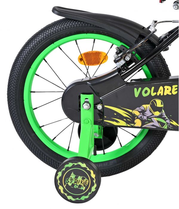 Volare Strike Kinderfiets - Jongens - 16 inch - Zwart Groen - Twee Handremmen